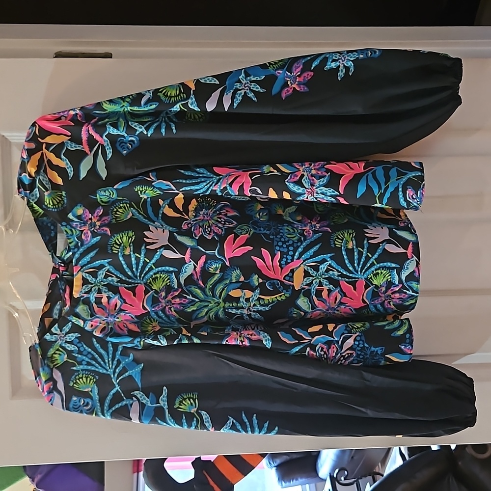 Lilly Pulitzer Black Top with Vibrant Floral Print